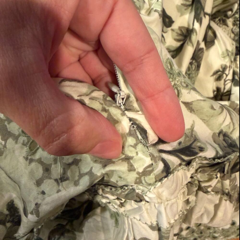 By Anthropologie Sleeveless Sweetheart A-Line Midi Green Floral Dress M - Flaws - Picture 10 of 13